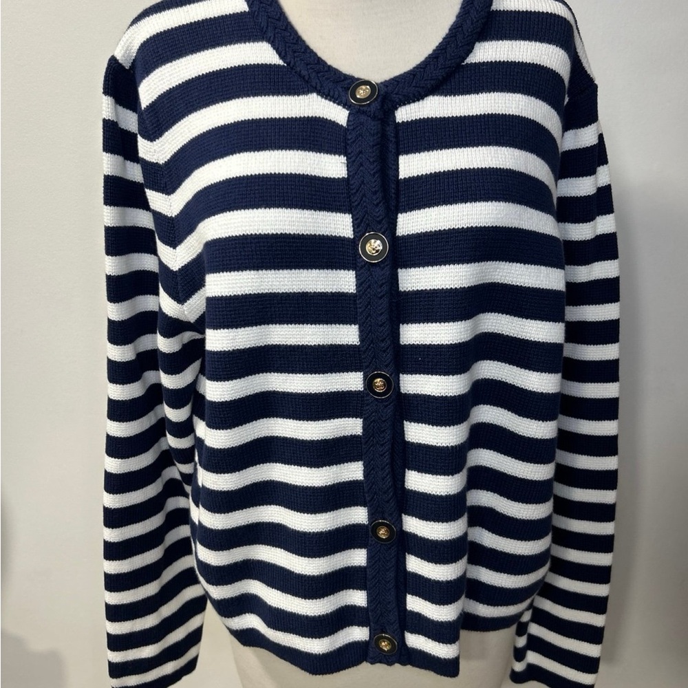 J. Crew Navy and White Striped Sweater NWT